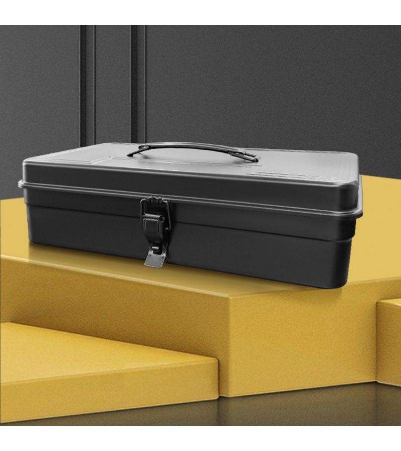 Black Stainless Steel Large Capacity Tool Box Portable Heavy Duty Organizer - Image 4