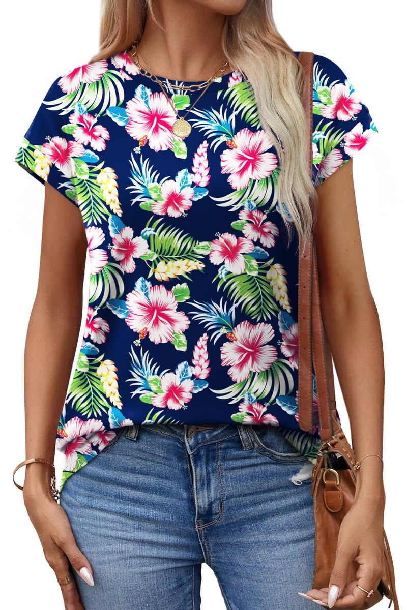 Alaroo Hawaiian Shirts for Women Short Sleeve Tops Beach Vacation Clothes Resort Wear Print 01 XL - Image 3