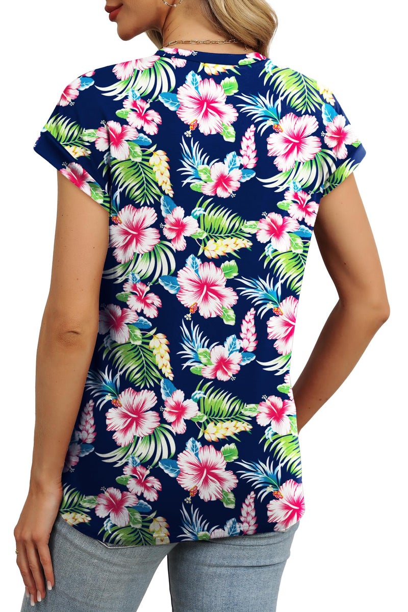 Alaroo Hawaiian Shirts for Women Short Sleeve Tops Beach Vacation Clothes Resort Wear Print 01 XL - Image 4