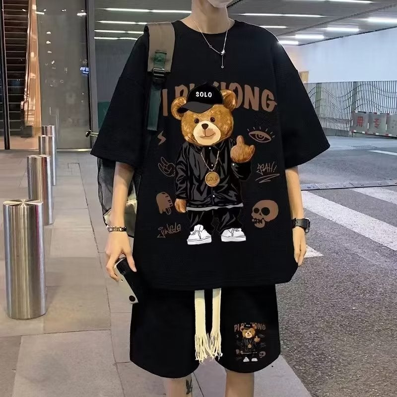 Summer Youth Boys T-Shirt and Shorts Set Black  - Image 5