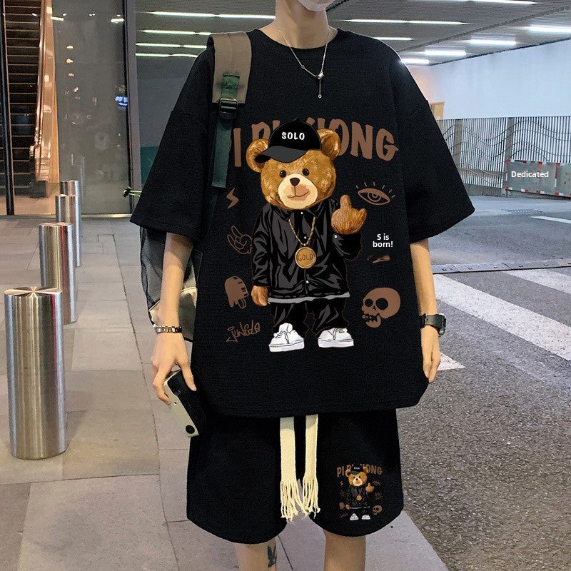 Summer Youth Boys T-Shirt and Shorts Set Black  - Image 1