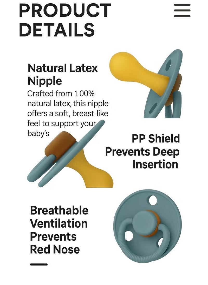 إيكيوك 2-عبوة من اللهايات المصنوعة من اللاتكس للأطفال من عمر 0 إلى 6 أشهر، خالية من مادة BPA، لهايات تقويمية ناعمة ومتينة، شكل حلمة طبيعي، سهلة التنظيف، معبأة بشكل فردي - Image 3