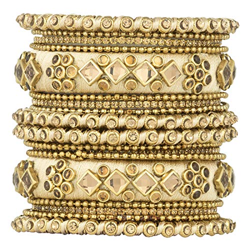 Peora Silk Thread Stone Studded Chuda Bangle Set Navratri Gift for Women (2.8 inch) - Image 1