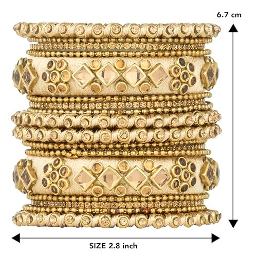 Peora Silk Thread Stone Studded Chuda Bangle Set Navratri Gift for Women (2.8 inch) - Image 5