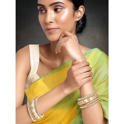 Peora Silk Thread Stone Studded Chuda Bangle Set Navratri Gift for Women (2.8 inch) - Image 2
