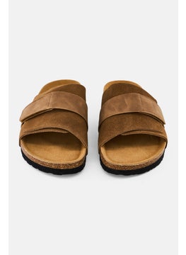 Algspar Men Velcro Closure Cork Sandals, Tan-Lt Brown  - Image 4