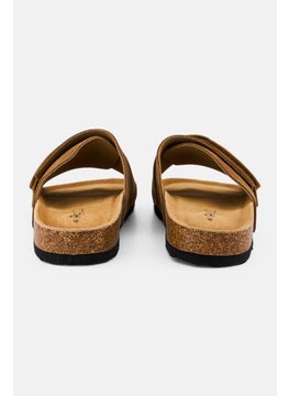 Algspar Men Velcro Closure Cork Sandals, Tan-Lt Brown  - Image 3