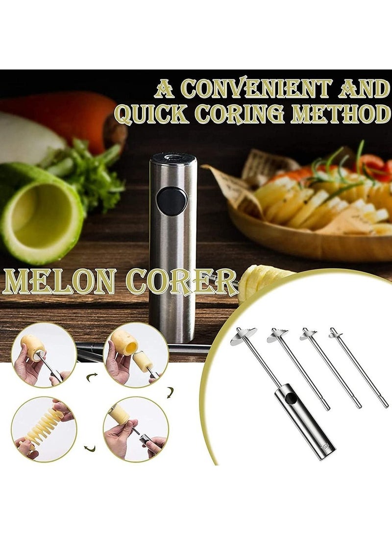 Excefore Fruit Corer,  Vegetable Digging Rotating Drill Stainless Steel Fruit Corer Apple Corer Set Core Remover Tool for Apple/Pear/Cherry for Children Food...  - Image 2