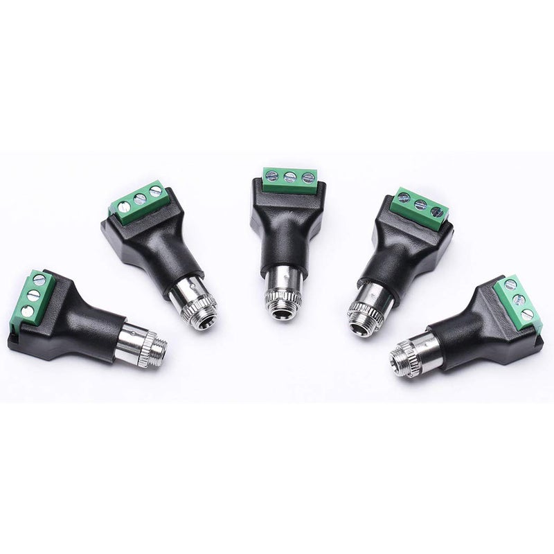 Arnorin 35mm Stereo Female Terminal Block Panel Mount Connector 5 Pack