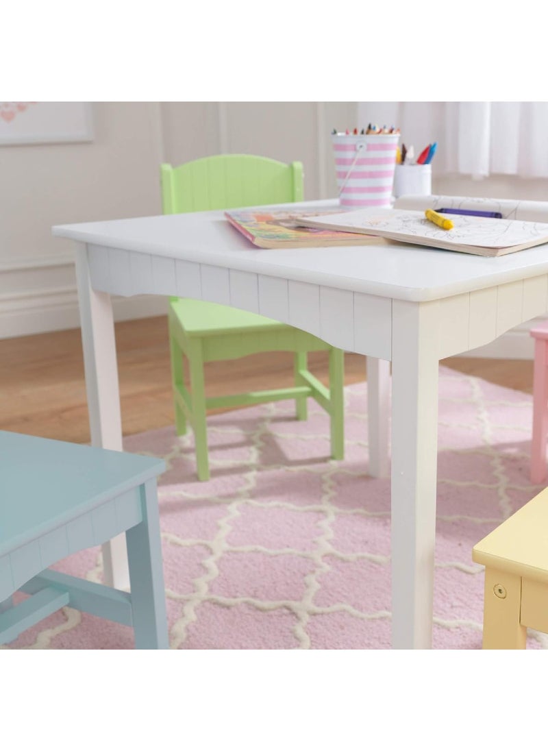 Homesmiths - Homesmiths Kid's Wooden 1 Table & 4 Pinewood Chairs Set with Wainscoting Detail, Pastel, Gift for Ages 3-8 - Image 1