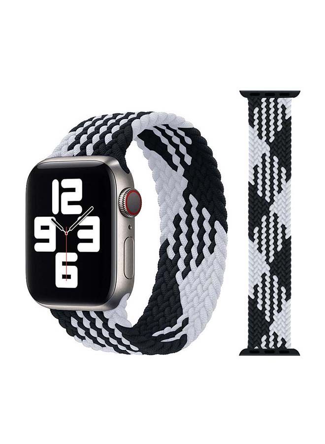NIBEMINENT Braided Solo Band for Apple Watch Series 1/2/3/4/5/6/SE 44/42mm Black/White - Image 1