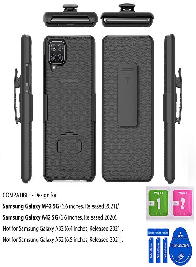 Ailiber Compatible with Galaxy A42 5G Case, Samsung M42 5G Case Holster with Screen Protector, Swivel Belt Clip Holster Kickstand Holder, Slim Rugged Protective Cover for Samsung Galaxy A42 5G-Black - Image 2