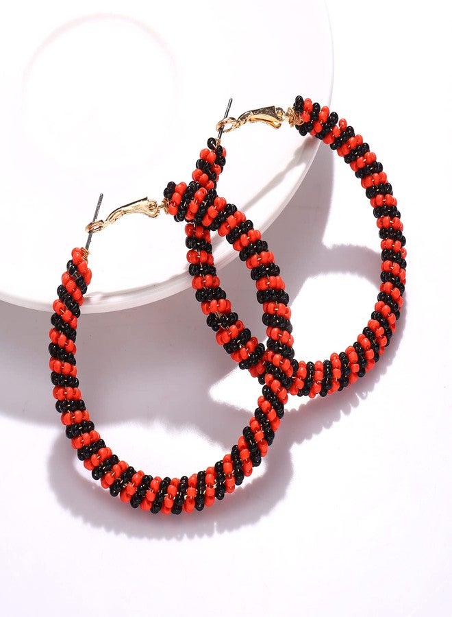 CEALXHENY Beaded Hoop Earrings for Women Mixed Color Bead Dangle Earrings Bohemia Hoop Dangle Earring Studs for Women (K Halloween 1) - Image 2