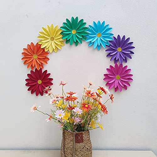 Mybbshower Rainbow Paper Daisy Flower for Tea Party Garden Party Decor Wedding Photo Backdrop Birthday Nursery Wall Sunflowers 8 inch - Image 4