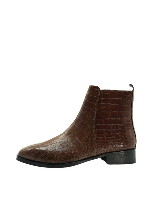 Brenvick Men's Tan Crocodile Embossed Ankle Chelsea Boots – Side Zip Fashion Dress Boots for Casual & Formal Wear - Image 2