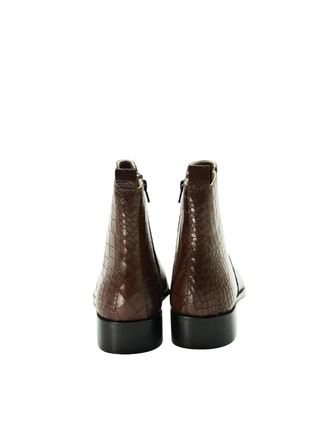 Brenvick  Brenvick Men's Tan Crocodile Embossed Ankle Chelsea Boots – Side Zip Fashion Dress Boots for Casual & Formal Wear for Men | Best Price UAE
