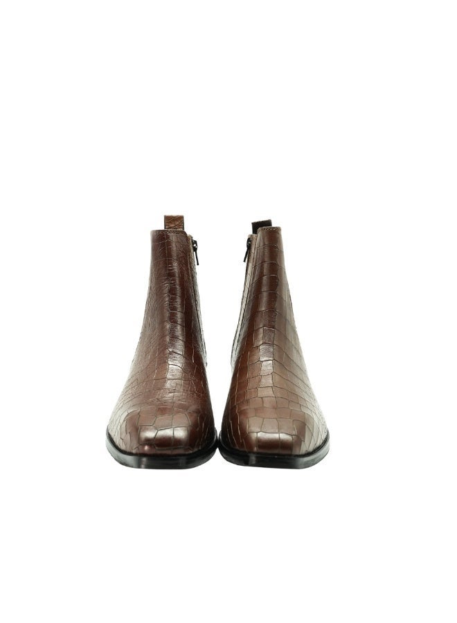 Brenvick Men's Tan Crocodile Embossed Ankle Chelsea Boots – Side Zip Fashion Dress Boots for Casual & Formal Wear - Image 5