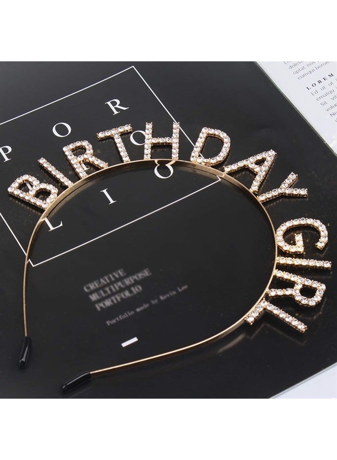 AOPRIE Birthday Girl Headband Birthday Tiara for Women Girls Happy Birthday Princess Crown Rhinestone Happy Birthday Accessories, Gold - Image 5
