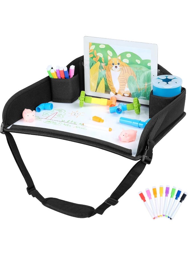 COOLBEBE Kids Travel Tray for Toddler Car Seat, Travel Tray for Airplane, Toddler Car Seat Lap Tray, Carseat Table Tray for Kids Travel Activities (Black-1) - Image 1