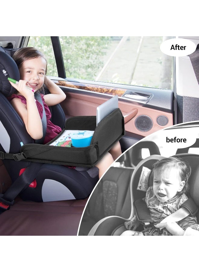COOLBEBE Kids Travel Tray for Toddler Car Seat, Travel Tray for Airplane, Toddler Car Seat Lap Tray, Carseat Table Tray for Kids Travel Activities (Black-1) - Image 3