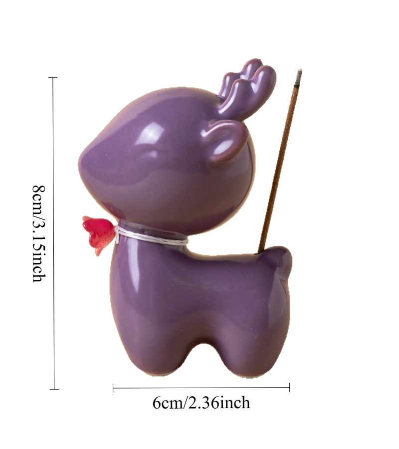 Purple Deer Incense Holder Ornament Ceramic Imitation Flowers Creative Incense Decoration Small Incense Holder For Tea Table Home Decor Housewarming Gift - Image 3