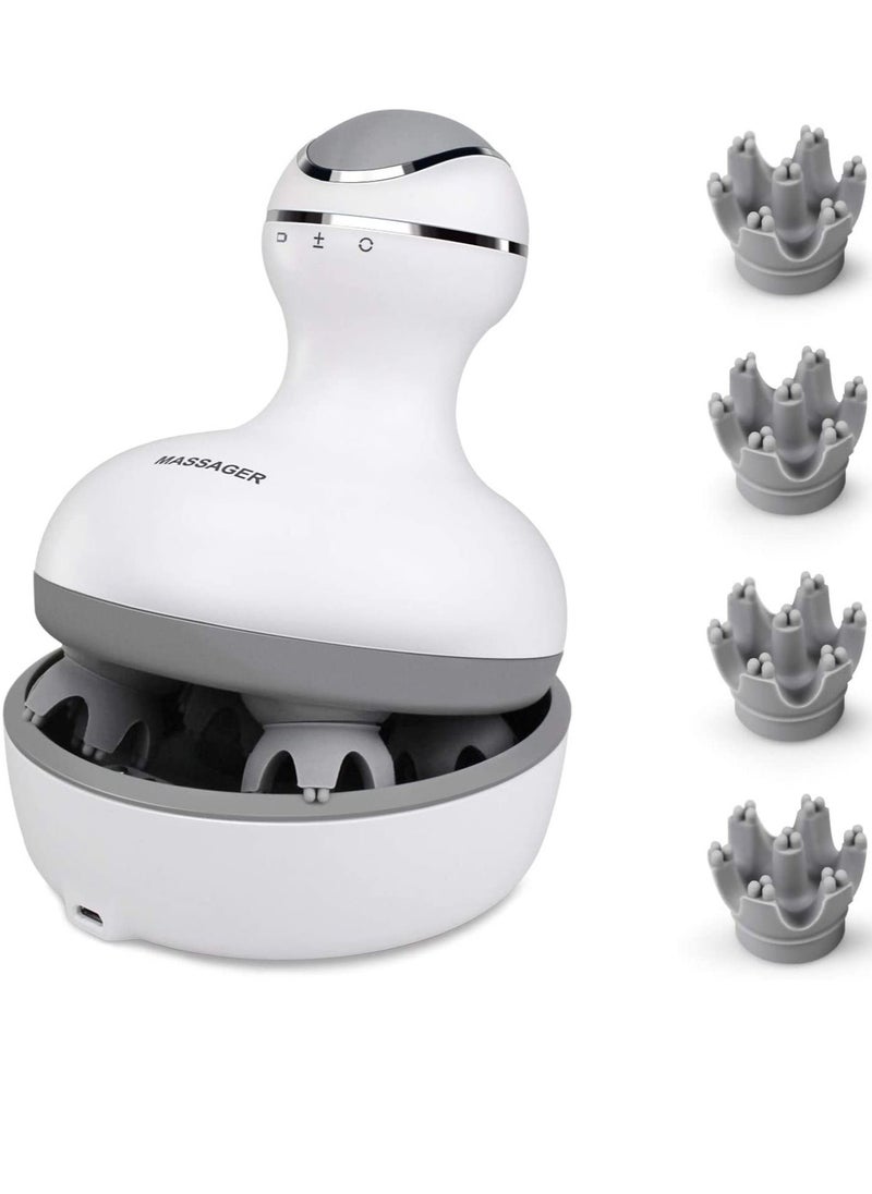 Generic Electric Scalp Massager Portable Handheld Head Massager Scratcher with 4 Heads Deep Tissue Kneading 84 Nodes for Stimulating Hair Growth Stress Release Full Body Massage  - Image 1