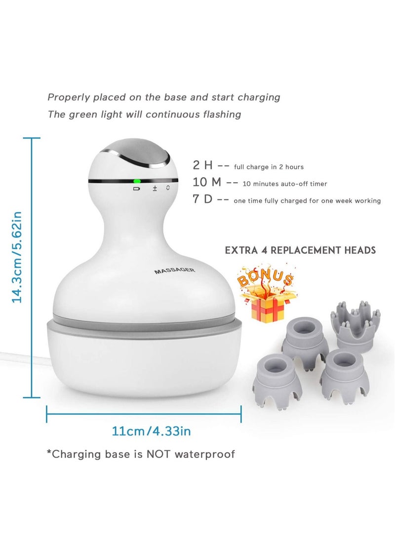 Generic Electric Scalp Massager Portable Handheld Head Massager Scratcher with 4 Heads Deep Tissue Kneading 84 Nodes for Stimulating Hair Growth Stress Release Full Body Massage  - Image 3