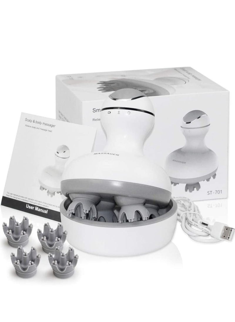 Generic Electric Scalp Massager Portable Handheld Head Massager Scratcher with 4 Heads Deep Tissue Kneading 84 Nodes for Stimulating Hair Growth Stress Release Full Body Massage  - Image 2