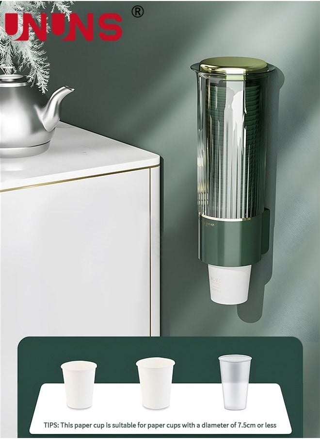 UNUNS - Cup Dispenser, Pull Type Water Cooler Cup Holder Fit Rim Under 7.5CM Disposable Cups, Upgraded Wall Mounted Mouthwash Cup Dispenser for Bathroom Office Gym School - Image 1