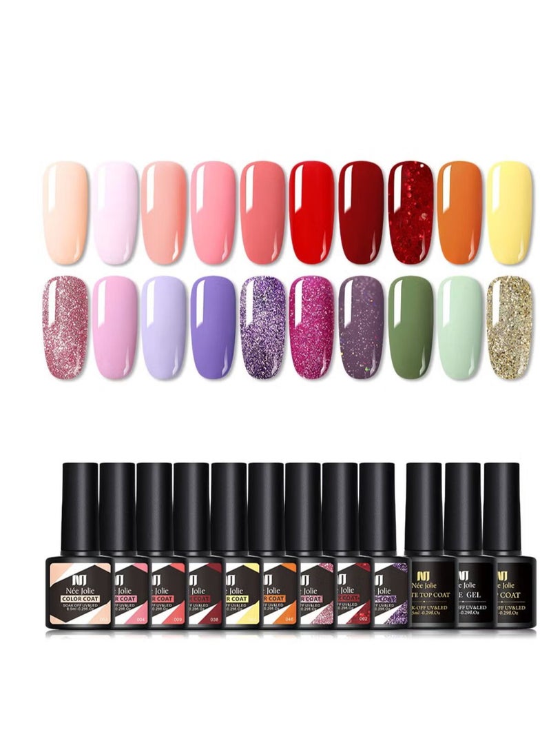 Nee Jolie 23Pcs Gel Nail Polish Set with 20 Colors Gel Nail and Base Gel Top Coat Matte Top Coat for Nail Art Salon for Women - Image 1