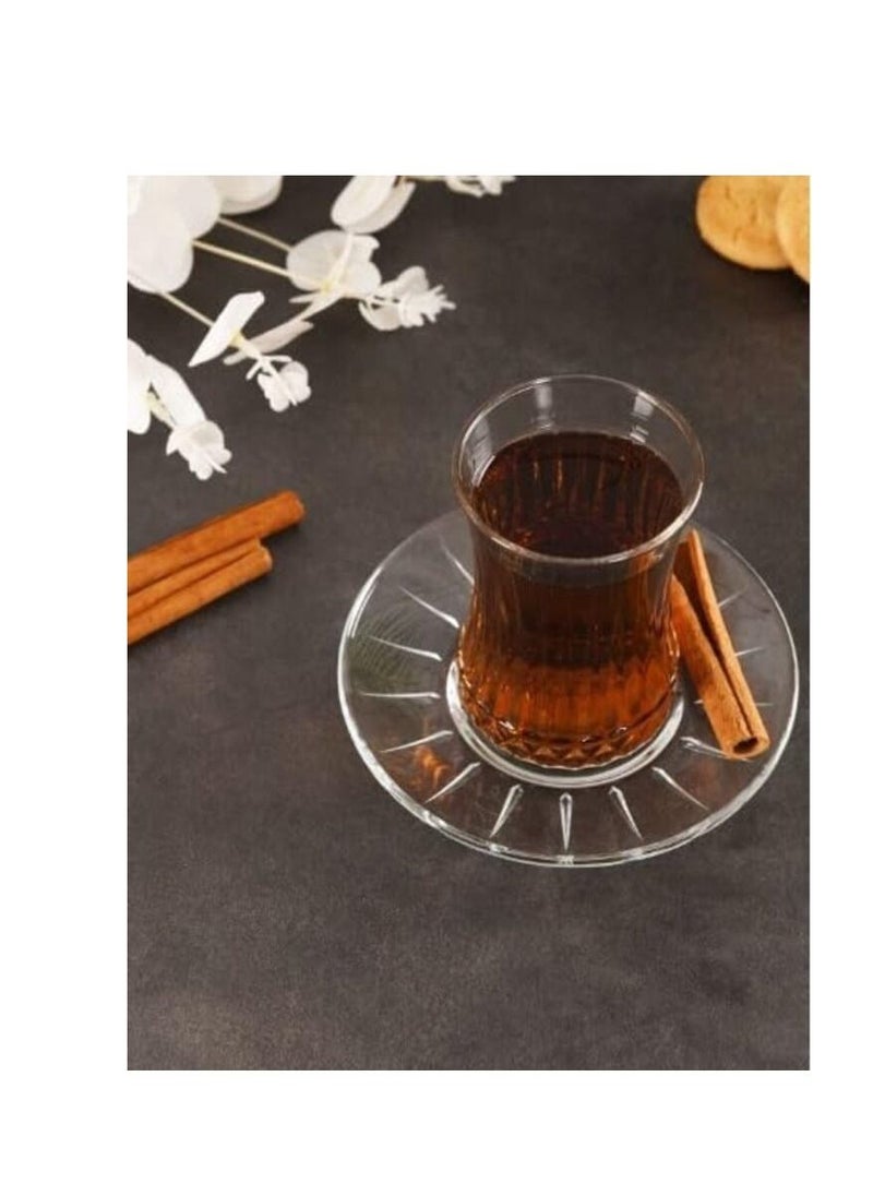 Pasabache - Pasabahce Turkish Tea Set Elysia -6 Cups with 6 Saucers- 170 ml -Turkey Origin - Image 1