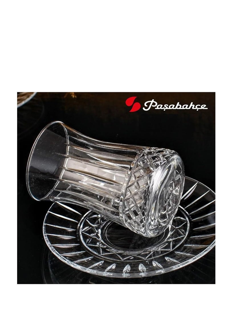 Pasabache - Pasabahce Turkish Tea Set Elysia -6 Cups with 6 Saucers- 170 ml -Turkey Origin - Image 1