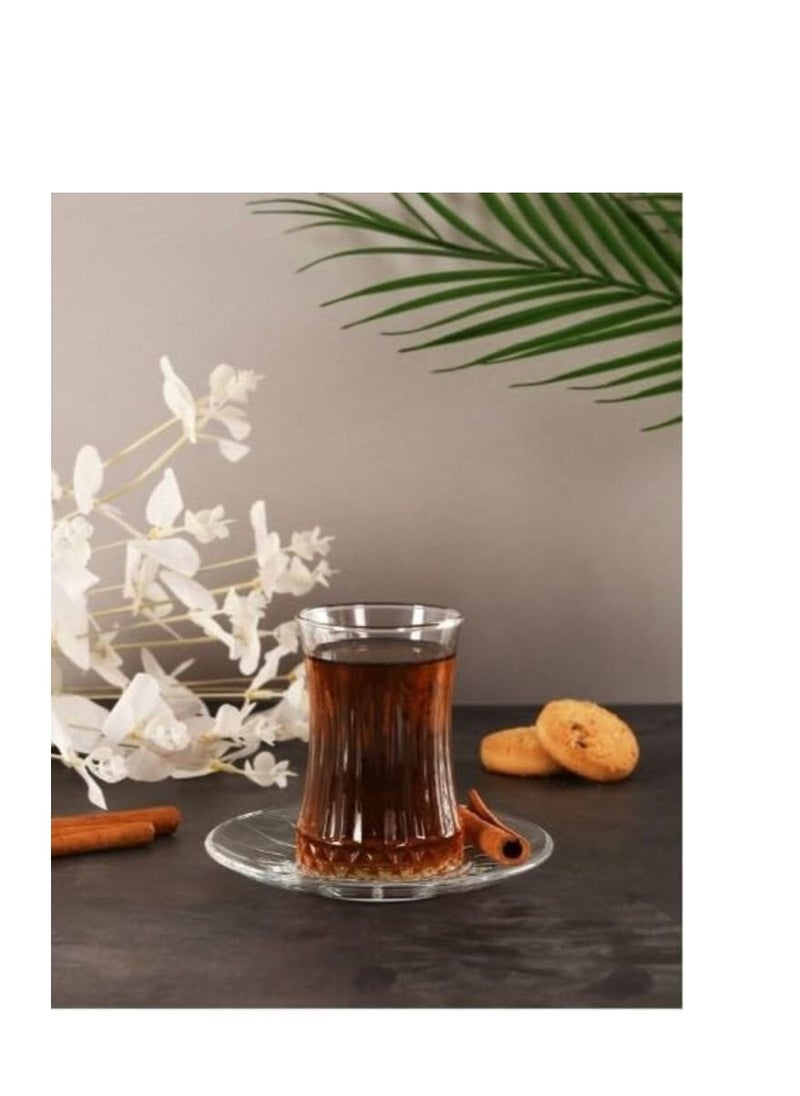 Pasabache - Pasabahce Turkish Tea Set Elysia -6 Cups with 6 Saucers- 170 ml -Turkey Origin - Image 1