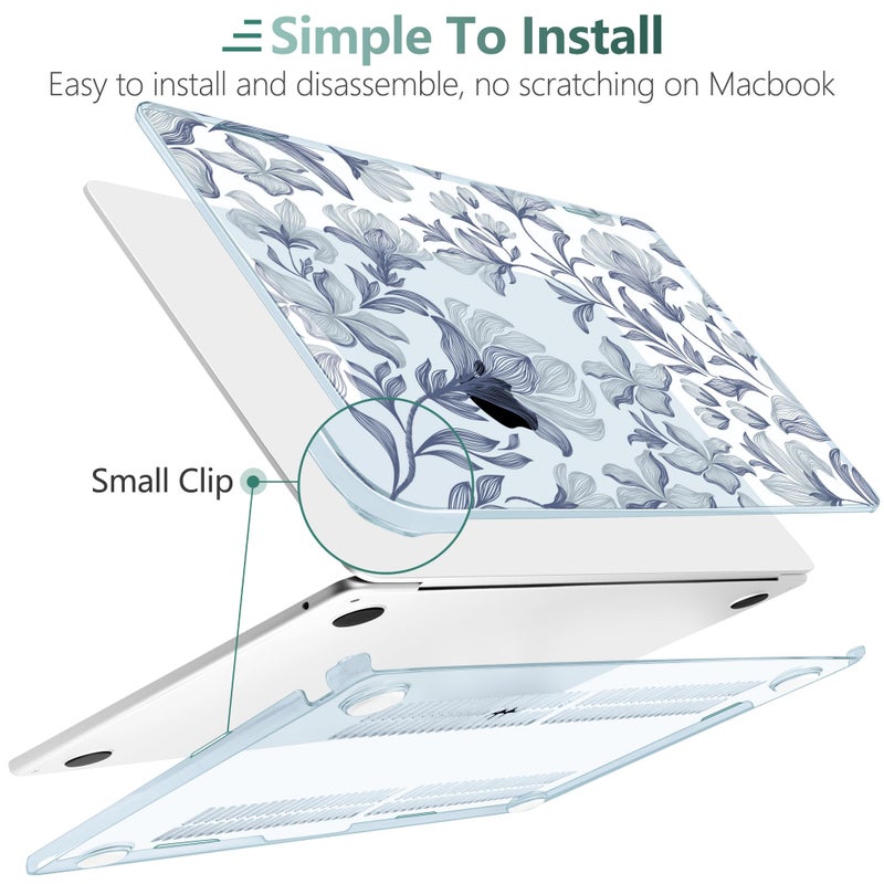 TWOLSKOO for MacBook Air 13 inch Case M4 A3240 M3 A3113 M2 A2681 2025 2024 2022 Plastic Hard Shell, Keyboard Cover, Type C Adapter, Screen Protector for MacBook Air 13.6 inch, Vintage Floral - Image 4