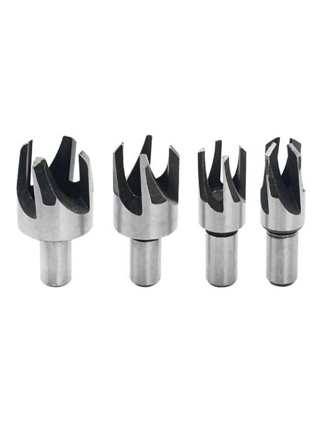 Loquat 4-Piece Round Shank Plug Cutter Cork Drill Bit Set Silver