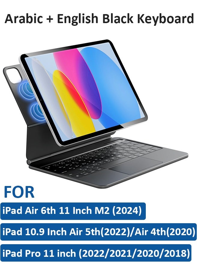 لوحة مفاتيح لاسلكية سحرية لجهاز iPad باللغة العربية + الإنجليزية - باللون الأسود - iPad Pro 11/Air 10.9 بوصة/Air 11 (M2) 2024 - Image 1