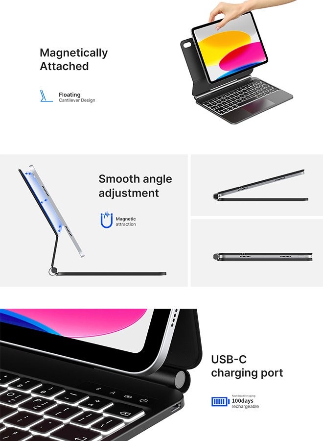 لوحة مفاتيح لاسلكية سحرية لجهاز iPad باللغة العربية + الإنجليزية - باللون الأسود - iPad Pro 11/Air 10.9 بوصة/Air 11 (M2) 2024 - Image 3