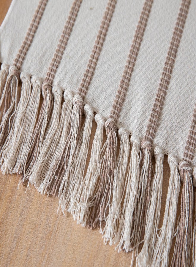 Caflife Boho Table Runner 72 Inchs Long Taupe and Beige, Cotton and Linen Woven with Tassels, for Modern Rustic Farmhouse Neutral Table Runners, Bohemian Kitchen Dining Table Home Decor - Image 5