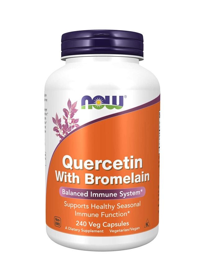 Now Foods Quercetin With Bromelain Diatery Supplement - 240 Veg Capsules - Image 1