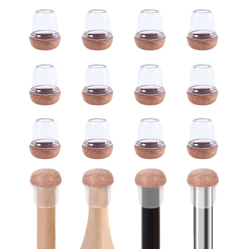 Ezprotekt 24 Pcs Small Clear Silicone Chair Leg Floor Protectors for Hardwood Floors Chair Leg Caps Covers Floor Protectors for Chair Bar Stool Leg Protectors Round S Fit 35 to 34 1519mm