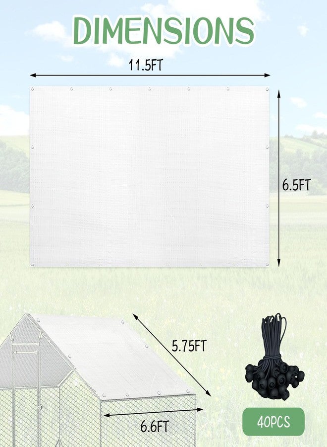 Hlimior 2 PCS Outdoor Waterproof and UV Chicken Coop Cover with 40 Piece Ball Bungee Cord ，Waterproof and Sunproof Enclosure Chicken Coop Tarp for Outdoor Large Walk-in Pens (White, 11.5 x 6.5 ft) - Image 2