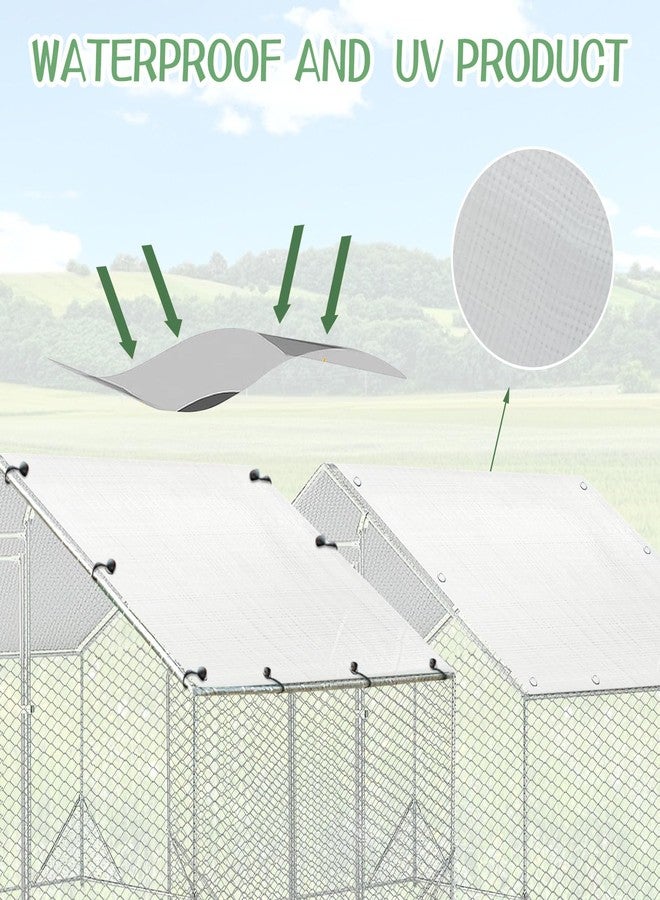 Hlimior 2 PCS Outdoor Waterproof and UV Chicken Coop Cover with 40 Piece Ball Bungee Cord ，Waterproof and Sunproof Enclosure Chicken Coop Tarp for Outdoor Large Walk-in Pens (White, 11.5 x 6.5 ft) - Image 3