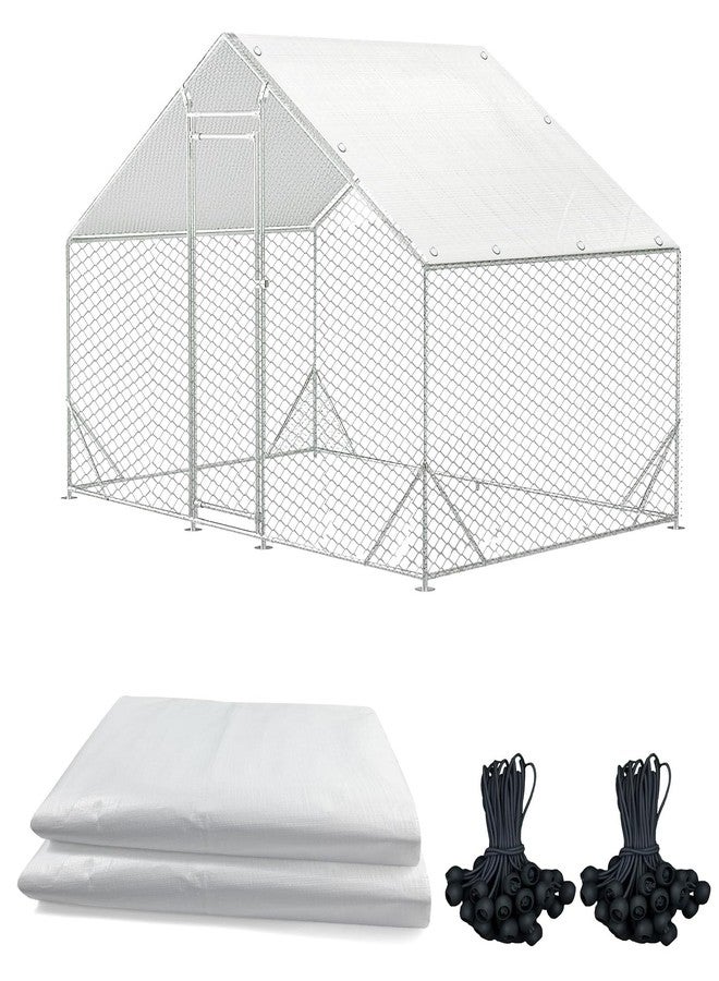 Hlimior 2 PCS Outdoor Waterproof and UV Chicken Coop Cover with 40 Piece Ball Bungee Cord ，Waterproof and Sunproof Enclosure Chicken Coop Tarp for Outdoor Large Walk-in Pens (White, 11.5 x 6.5 ft) - Image 1