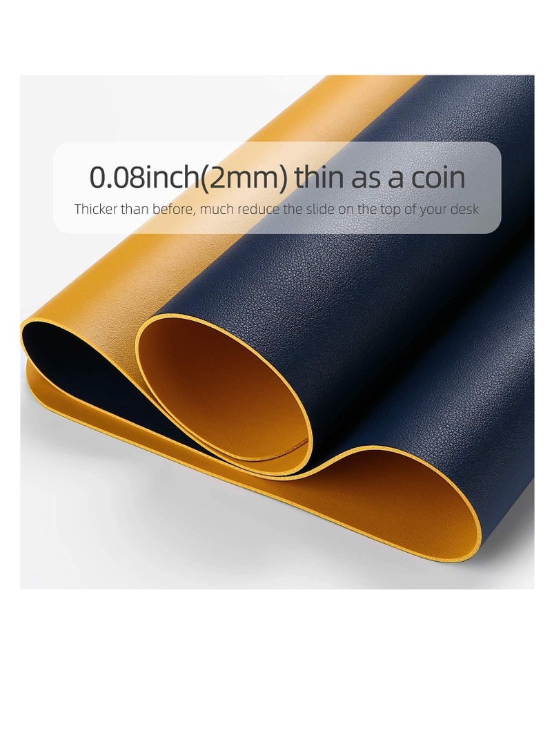 Cool Baby COOL BABY Multifunctional desk pad, ultra-thin waterproof PU leather mouse pad, office/home dual-use desk writing pad (70*35cm,Yellow + Blue) - Image 3