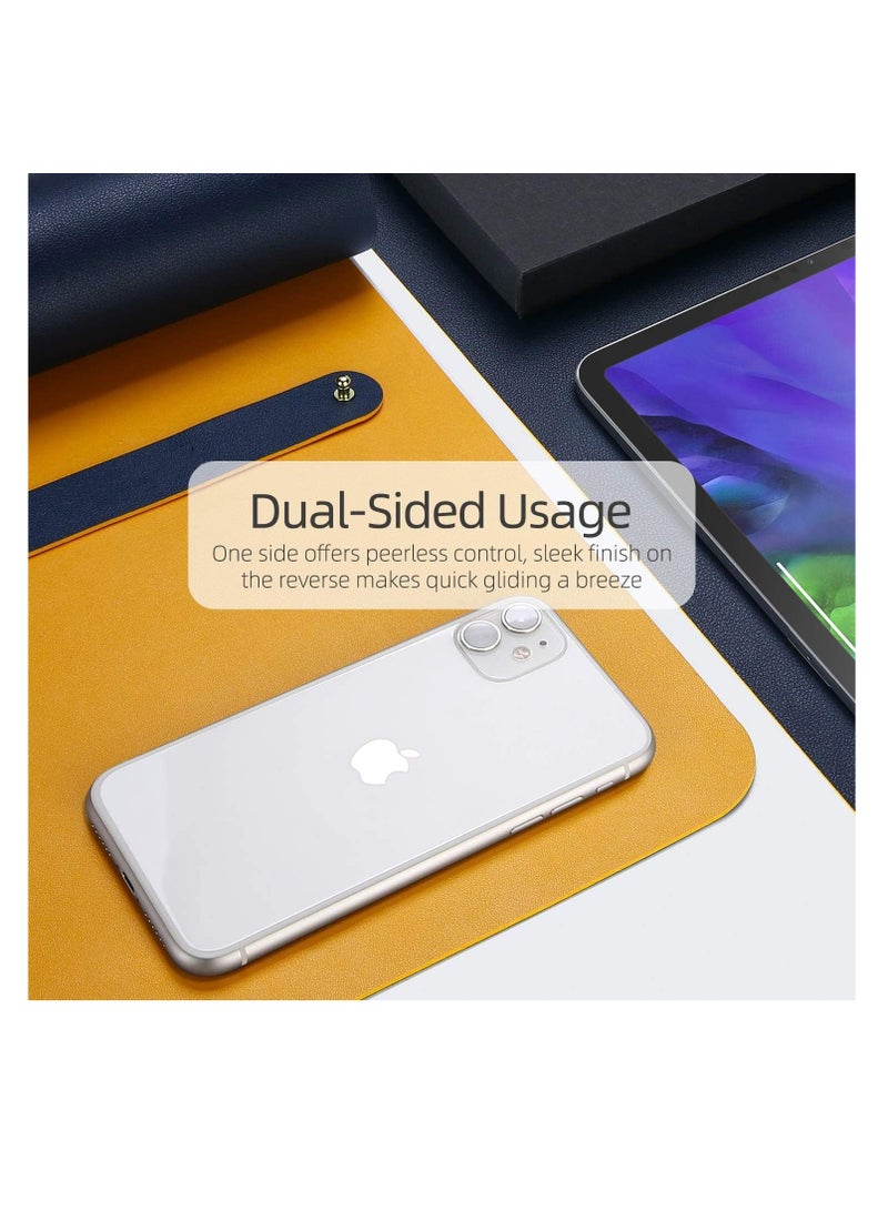 Cool Baby COOL BABY Multifunctional desk pad, ultra-thin waterproof PU leather mouse pad, office/home dual-use desk writing pad (70*35cm,Yellow + Blue) - Image 4