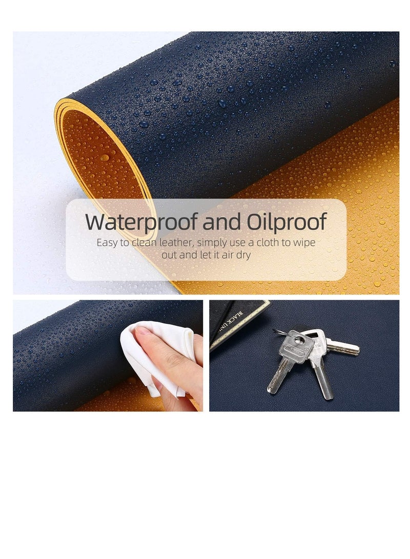 Cool Baby COOL BABY Multifunctional desk pad, ultra-thin waterproof PU leather mouse pad, office/home dual-use desk writing pad (70*35cm,Yellow + Blue) - Image 5