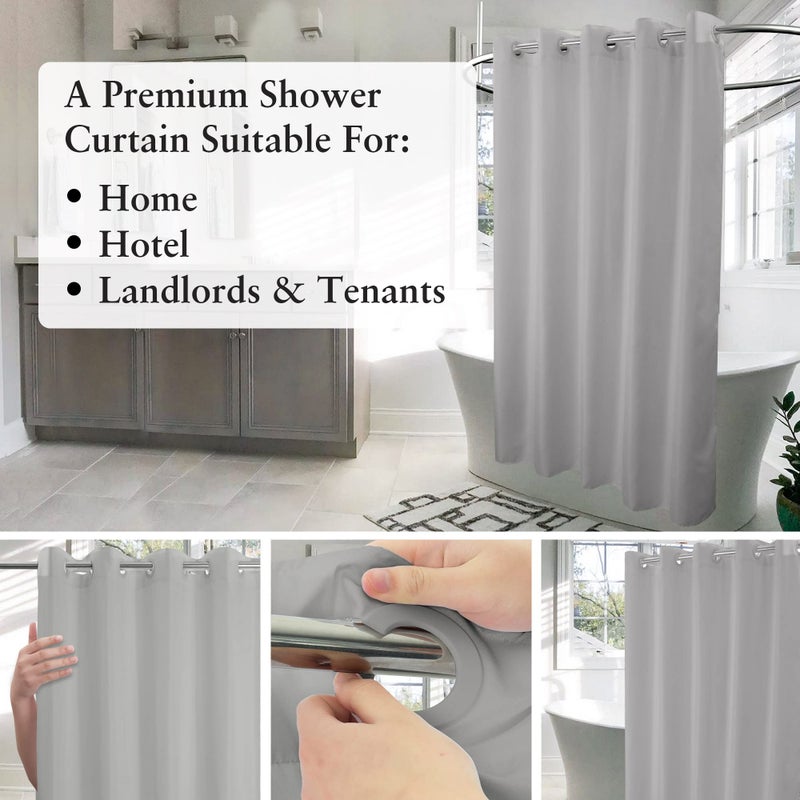 River Dream No Hook Grey Shower Curtain Soft Microfiber & Waterproof - Fabric Shower Curtain or Liner  Washable & Bottom Magnets  Hotel Cloth Shower Curtain  Gray  71x74 - Image 3