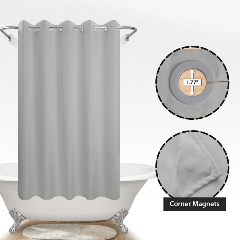 River Dream No Hook Grey Shower Curtain Soft Microfiber & Waterproof - Fabric Shower Curtain or Liner  Washable & Bottom Magnets  Hotel Cloth Shower Curtain  Gray  71x74 - Image 5