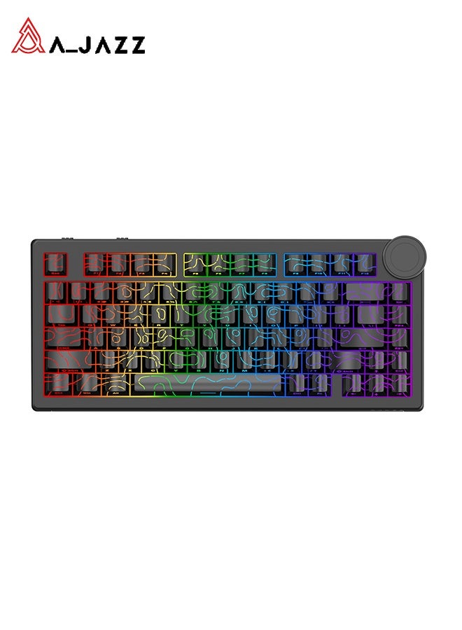 A-jazz AK820 V2 75% Compact Mechanical Keyboard, 81 keys, triple-mode (2.4 GHz/Bluetooth/wired), 10,000 mAh battery, spacer-mounted design, hot-swappable switches, RGB backlighting, white contoured keycaps - Image 1