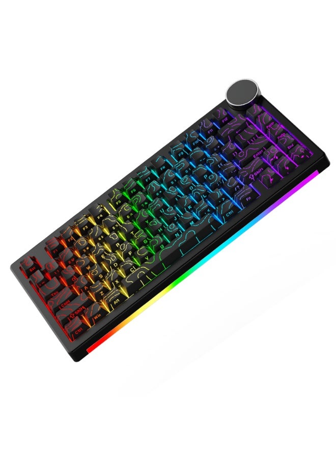 A-jazz AK820 V2 8K gaming keyboard, RGB backlit, wireless mechanical keyboard, compact mechanical keyboard design, and 10,000 mAh ultra-long battery life. It supports three connection modes (2.4 GHz/Bluetooth/wired) and hot-swappable switches. White contour side-engraved keycaps - Image 3